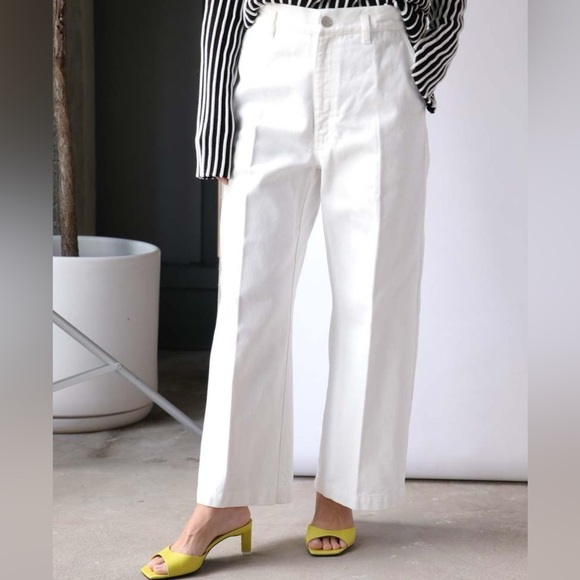 Christian Wijnants Pelanac Cropped Wide Leg Trousers - White Denim, Size 8 - Picture 1 of 15